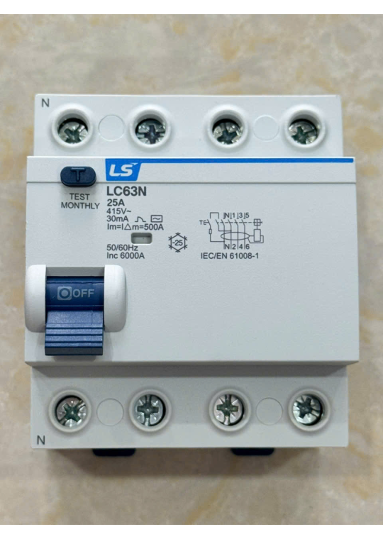RCCB LS 4P 25A 30/100/300mA 6kA ( LC63N 3P+N )
