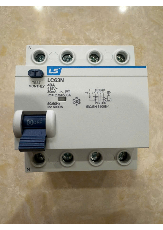 RCCB LS 4P 40A 30/100/300mA 6kA ( LC63N 3P+N )