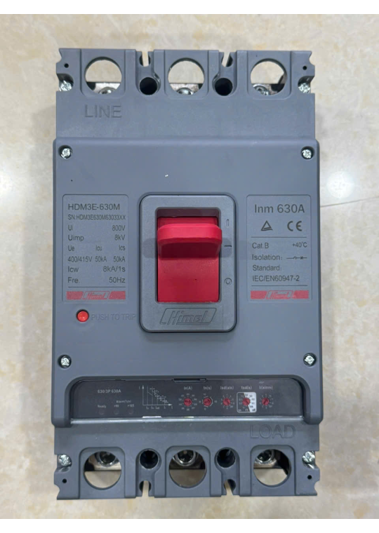 MCCB HIMEL 3P 630A 50kA chỉnh dòng điện tử 0.4~1*In ( HDM3E630M63033XX )