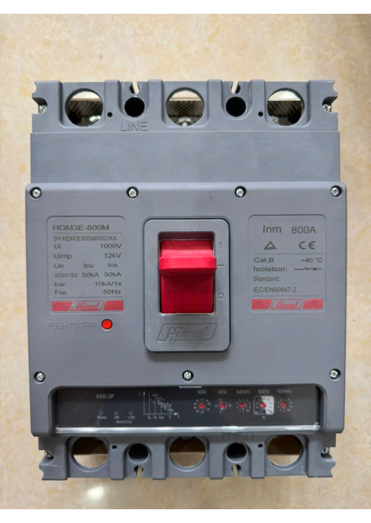MCCB HIMEL 3P 800A 50kA chỉnh dòng điện tử: 0.4~1*In ( HDM3E800M80033XX )