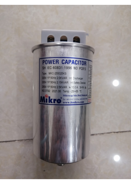 Tụ bù khô MIKRO 1P 2.5KVAr 250V ( MKC-255025KS )