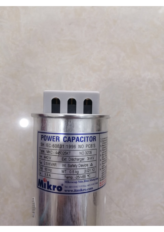Tụ bù khô MIKRO 3P 2.5KVAr 440V ( MKC-445025KT )
