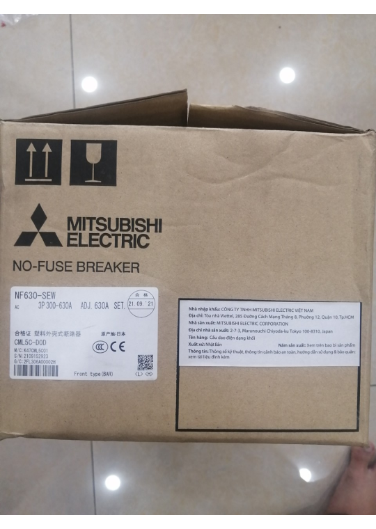MCCB MITSUBISHI 3P 630A 50kA chỉnh dòng 0.5-1.0xIn ( NF630-SEW )
