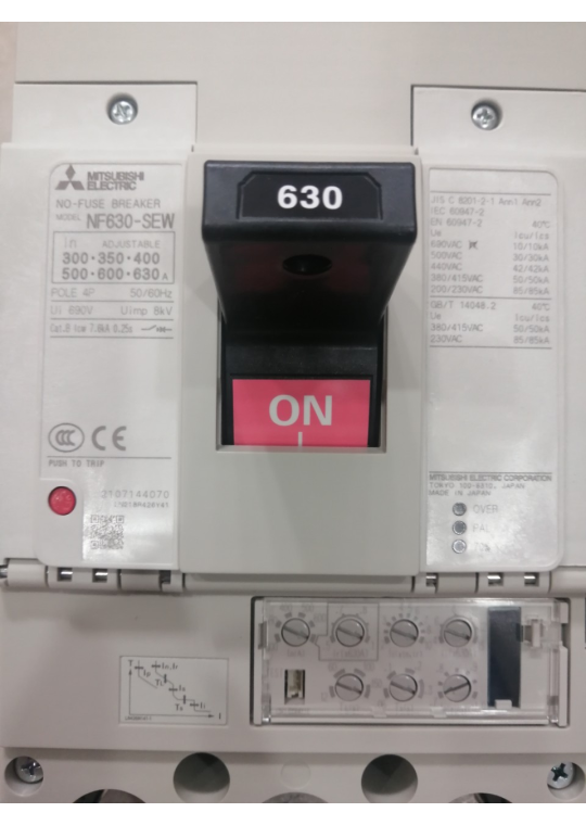 MCCB MITSUBISHI 4P 630A 50kA chỉnh dòng 0.5-1.0xIn ( NF630-SEW )