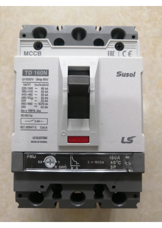 MCCB LS 3P 160A 50kA chỉnh dòng 0.8-0.9-1.0 x In ( TD160N FMU160 )