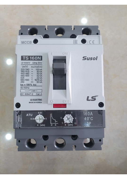 MCCB LS 3P 160A 50kA chỉnh dòng nhiệt 0.8->1.0 x In và dòng ngắn mạch 5->1.0 x In ( TS160N ATU160 )