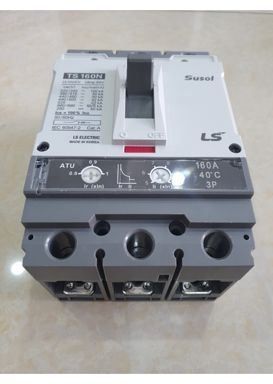 MCCB LS 3P 160A 50kA chỉnh dòng nhiệt 0.8->1.0 x In và dòng ngắn mạch 5->1.0 x In ( TS160N ATU160 )