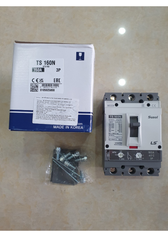 MCCB LS 3P 160A 50kA chỉnh dòng nhiệt 0.8->1.0 x In và dòng ngắn mạch 5->1.0 x In ( TS160N ATU160 )