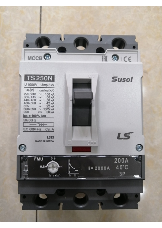 MCCB LS 3P 200A 50kA chỉnh dòng 0.8-0.9-1.0 x In ( TS250N FMU250 )