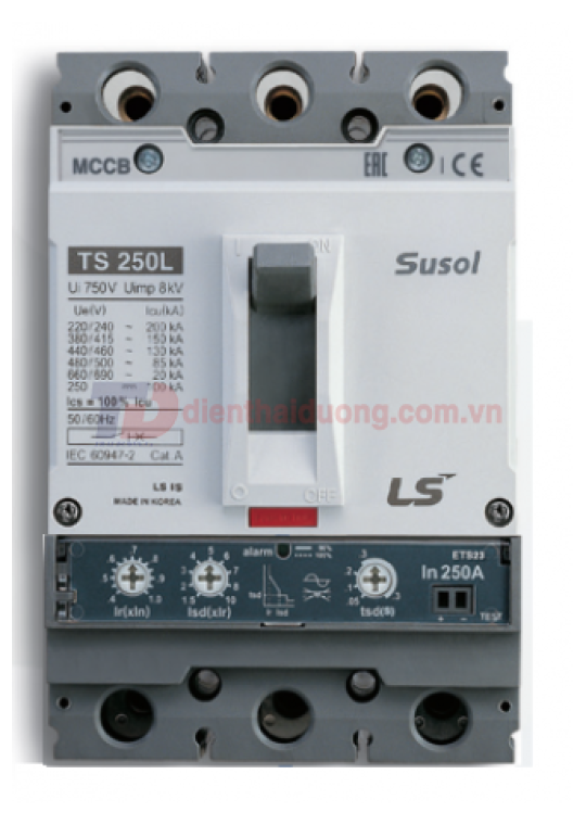 MCCB LS 3P 80A 50kA chỉnh dòng điện tử 13 bước từ 0.4~1.0 x In ( TS160N ETS23 )