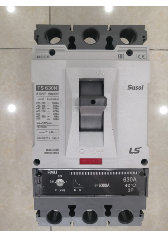 MCCB LS 3P 630A 65kA chỉnh dòng 0.8-0.9-1.0 x In ( TS630N FMU630 )