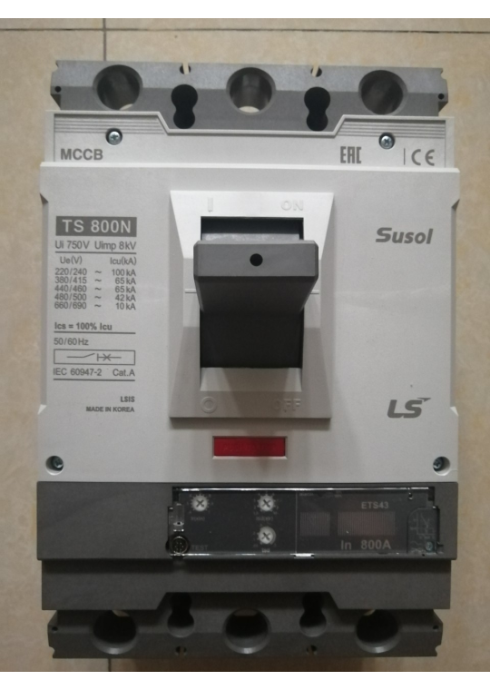 MCCB LS 3P 800A 65kA chỉnh dòng điện tử 13 bước từ 0.4~1.0 x In ( TS800N ETS43 )