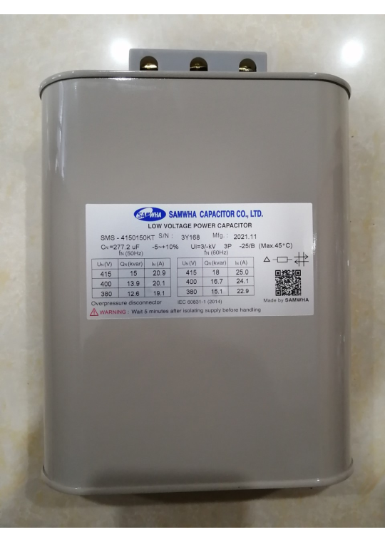 Tụ bù dầu SAMWHA 3P 15KVAr 415V ( SMS-4150150KT )