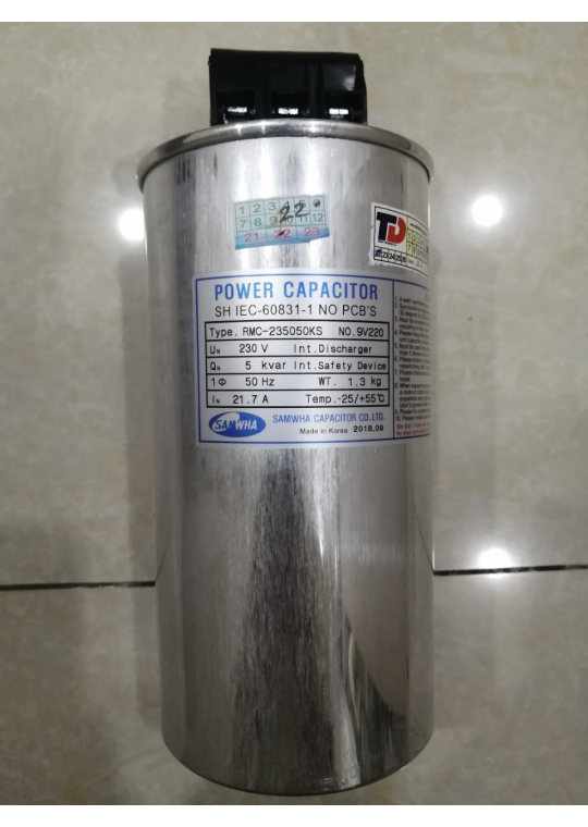 Tụ bù khô SAMWHA 1P 5KVAr 230V ( RMC-235050KS )