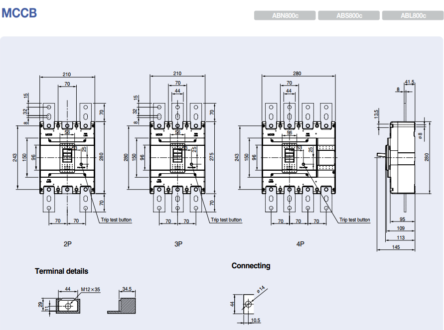 MCCB LS 3P 630A 45kA ( ABN803c ) 1