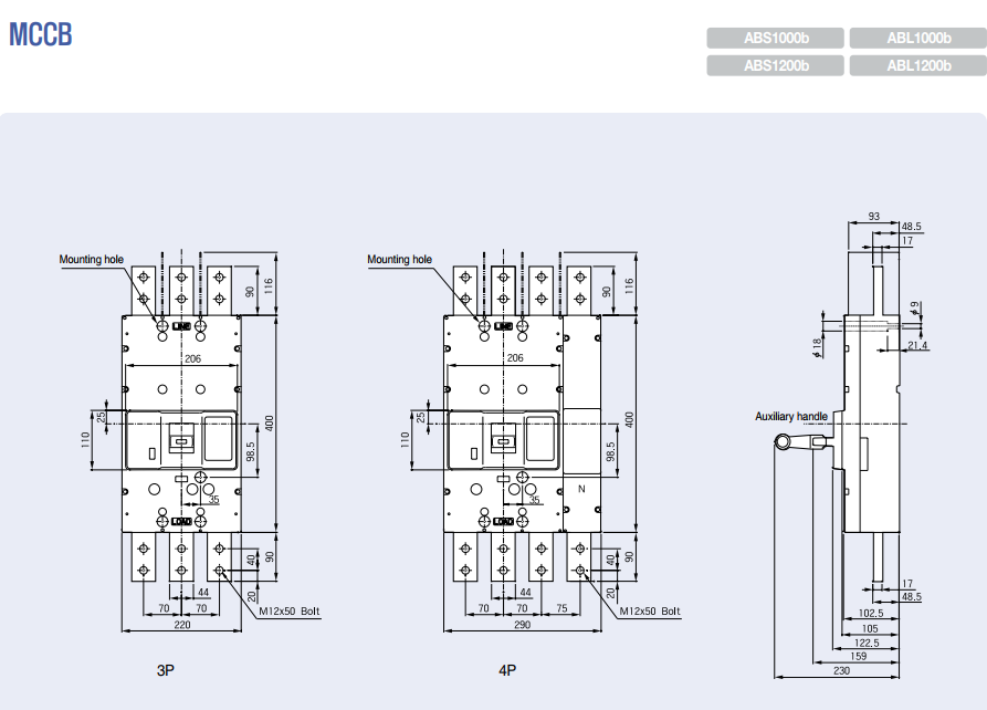 MCCB LS 3P 1200A 65kA ( ABS1203b ) 1
