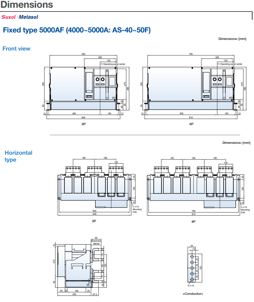 ACB LS 3P 5000A 100kA loại cố định có kèm phụ kiện ( AS-50F3-50H AH6 ) 1