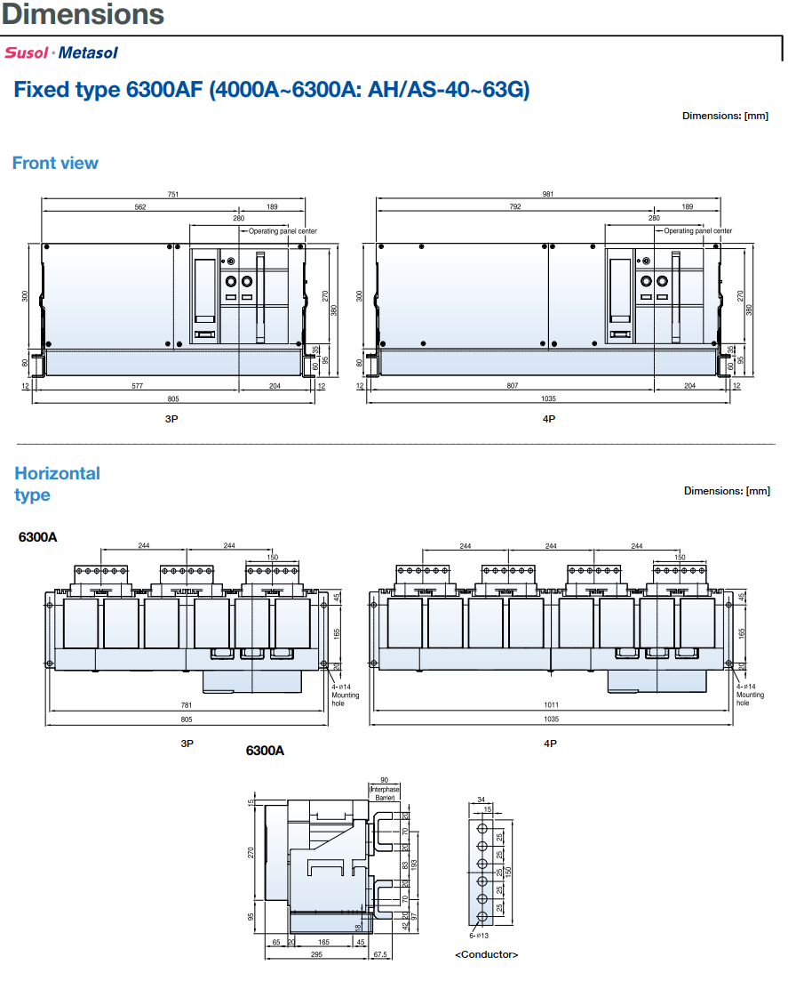 ACB LS 3P 6300A 120kA loại cố định có kèm phụ kiện ( AS-63G3-63H AH6 ) 1