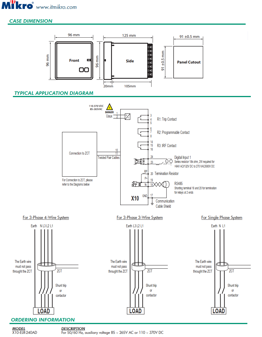 Rơ le bảo vệ dòng rò cao cấp Mikro X10-ELR-240AD