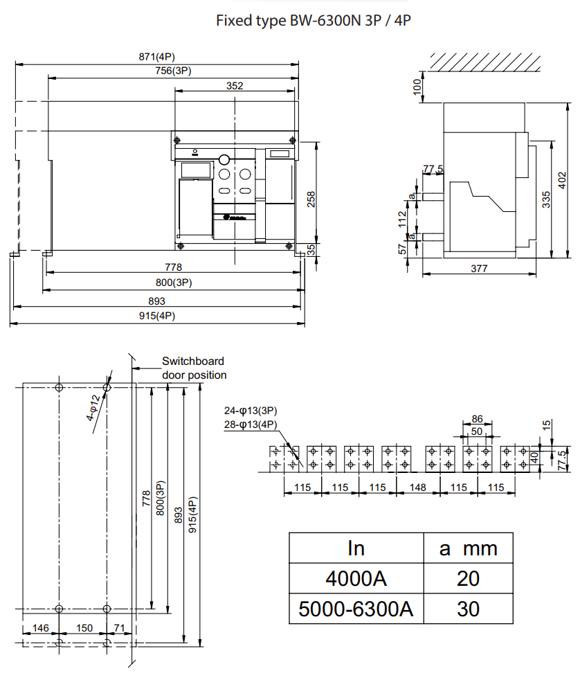 ACB SHIHLIN 3P 5000A 120kA loại cố định ( BW6300-HN )