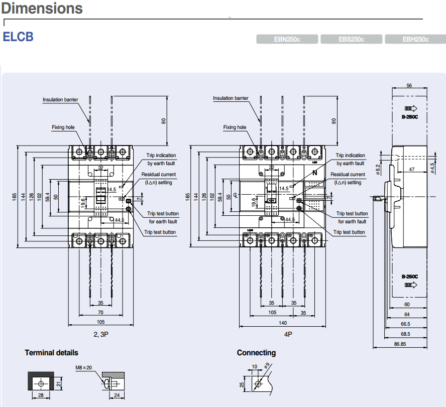 ELCB LS 3P 125A 26kA 30mA hoặc 1.2.500mA ( EBN203c ) 1