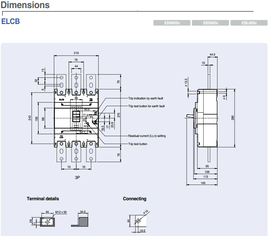 ELCB LS 3P 500A 37kA 30mA hoặc 1.2.500mA ( EBN803c ) 1