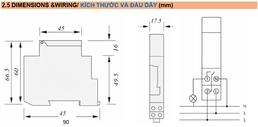 Timer thời gian 24h loại cơ Master MT-ATS-16A