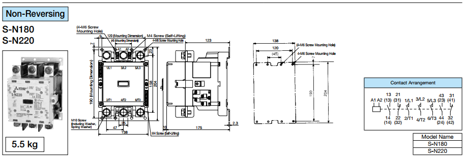 CONTACTOR MITSUBISHI 3P 250A ( S-N220 ) 1