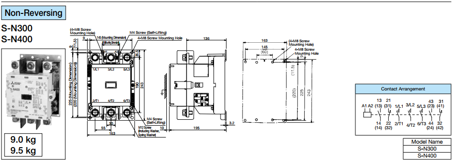 CONTACTOR MITSUBISHI 3P 300A ( S-N300 ) 1