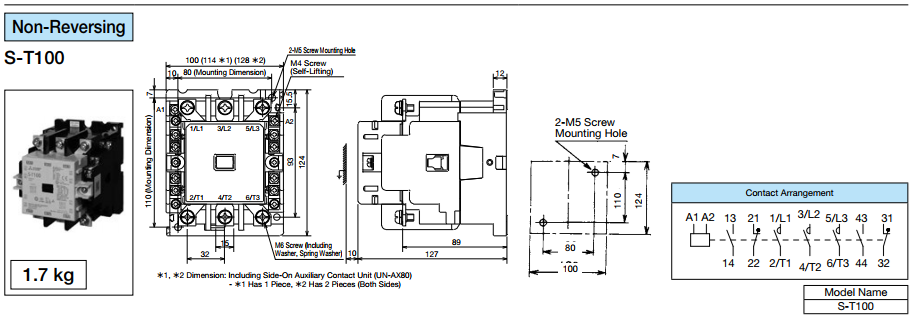 CONTACTOR MITSUBISHI 3P 105A ( S-T100 ) 1