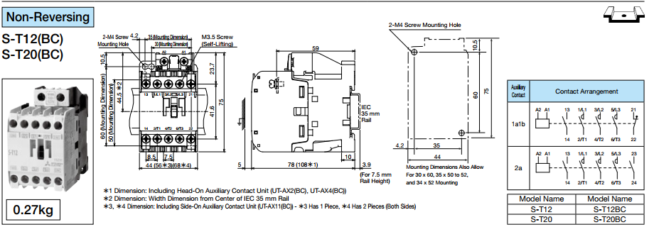 CONTACTOR MITSUBISHI 3P 18A ( S-T20 ) 1