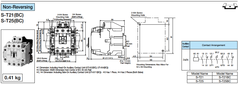CONTACTOR MITSUBISHI 3P 30A ( S-T25 ) 1