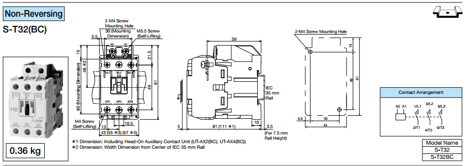 CONTACTOR MITSUBISHI 3P 32A ( S-T32 ) 1