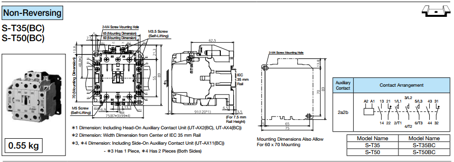 CONTACTOR MITSUBISHI 3P 50A ( S-T50 ) 1