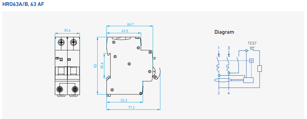RCBO HYUNDAI HRO63A 2P 6A 30mA 6kA