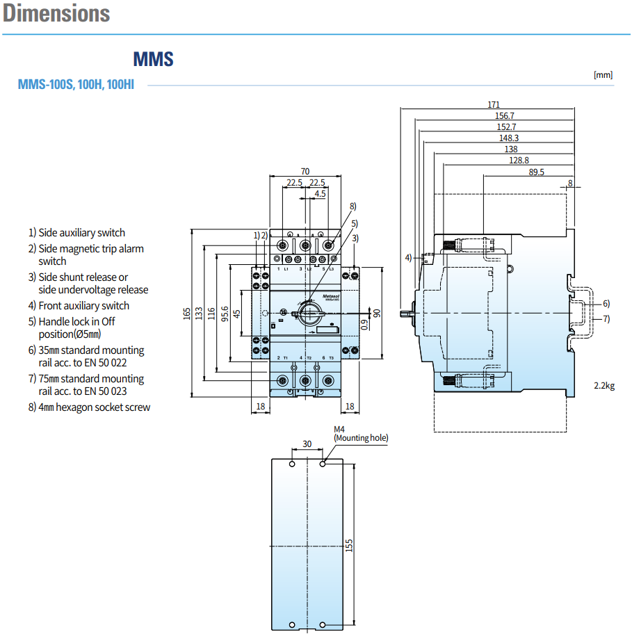 Bộ khởi động Motor bằng tay LS MMS-100S 3P 55-75A