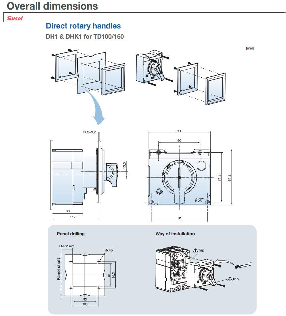 Tay xoay gắn trực tiếp DH1 cho MCCB LS dòng TD100 ~160