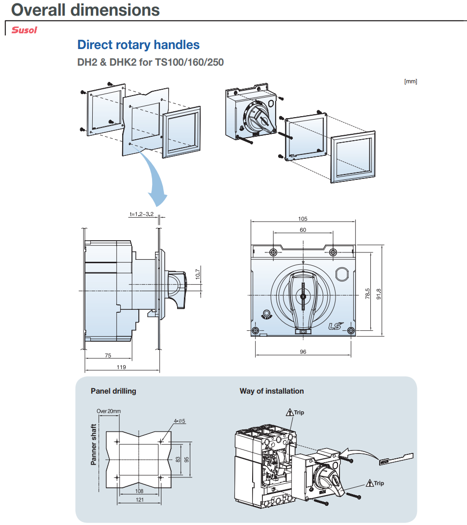 Tay xoay gắn trực tiếp DH2 cho MCCB LS dòng TS100 ~250
