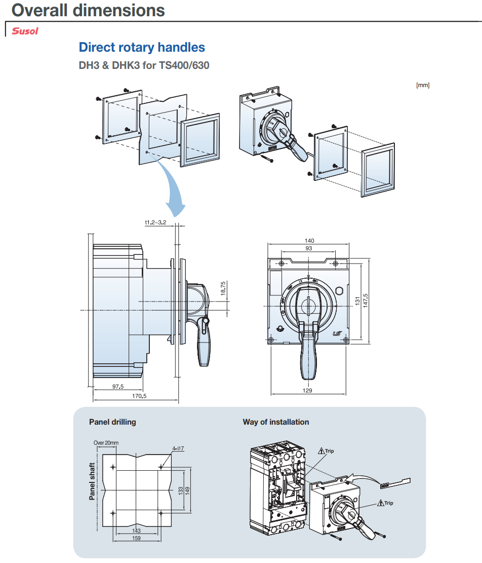Tay xoay gắn trực tiếp DH3 cho MCCB LS dòng TS400 ~630