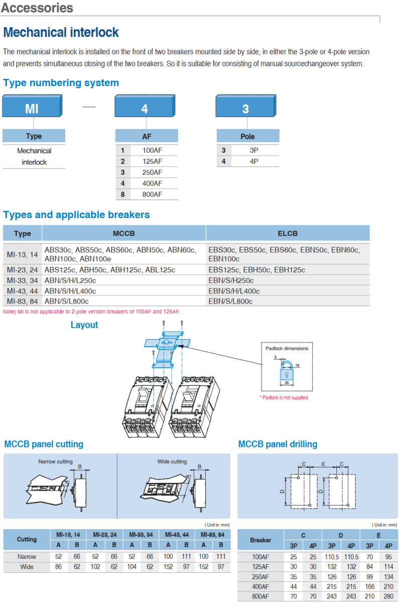 Khóa liên động MI-23S cho MCCB LS từ ABS103c