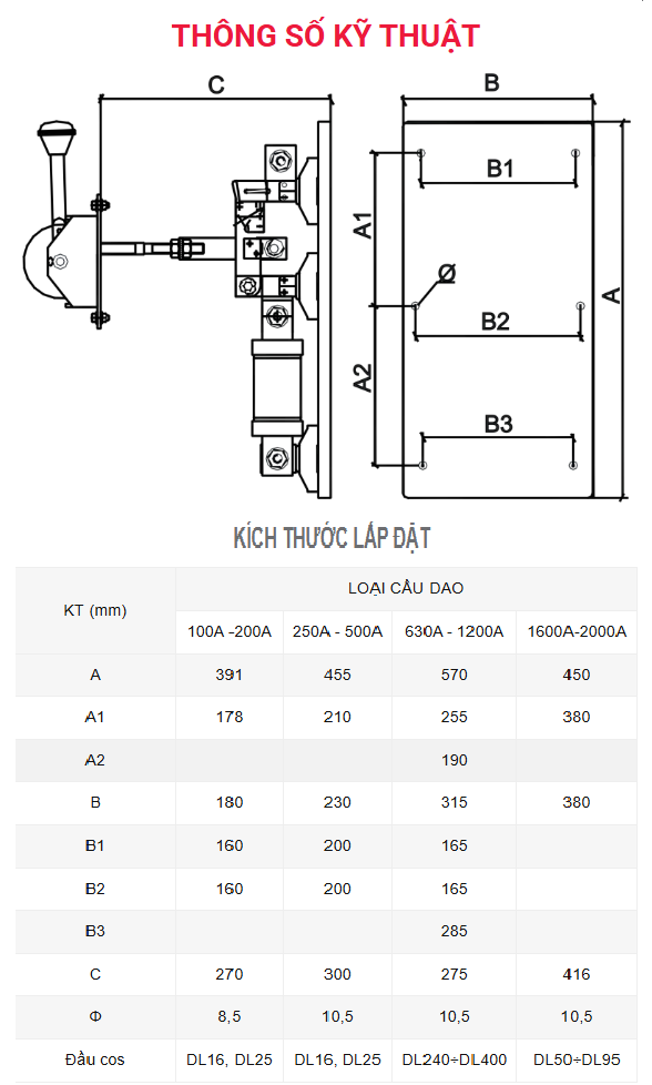 Cầu dao kiểu hở Vinakip CK01 3P 100A 660V