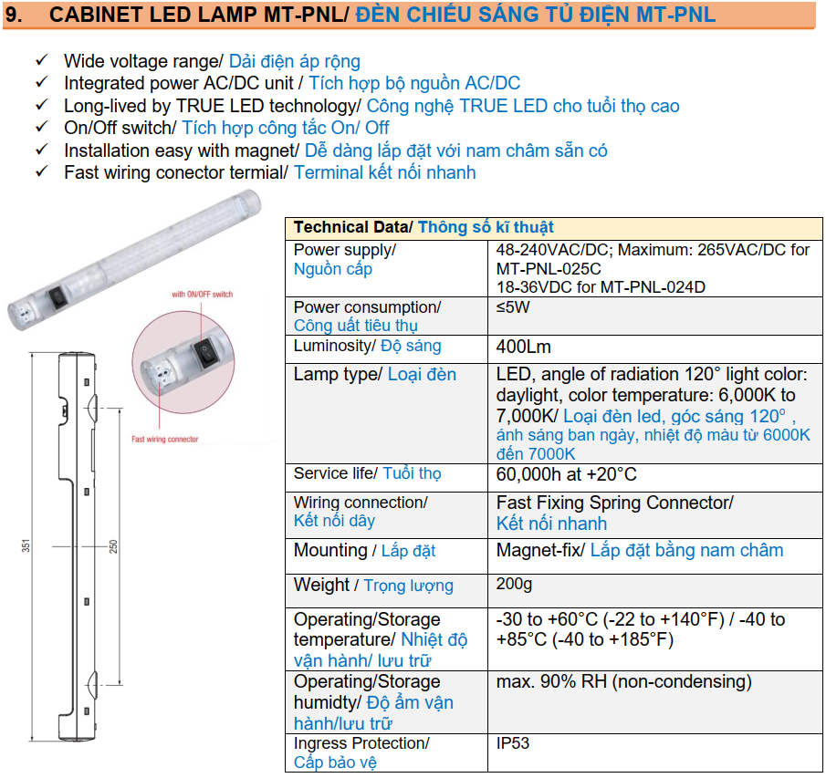 Đèn chiếu sáng tủ điện Master MT-PNL-025C 5W