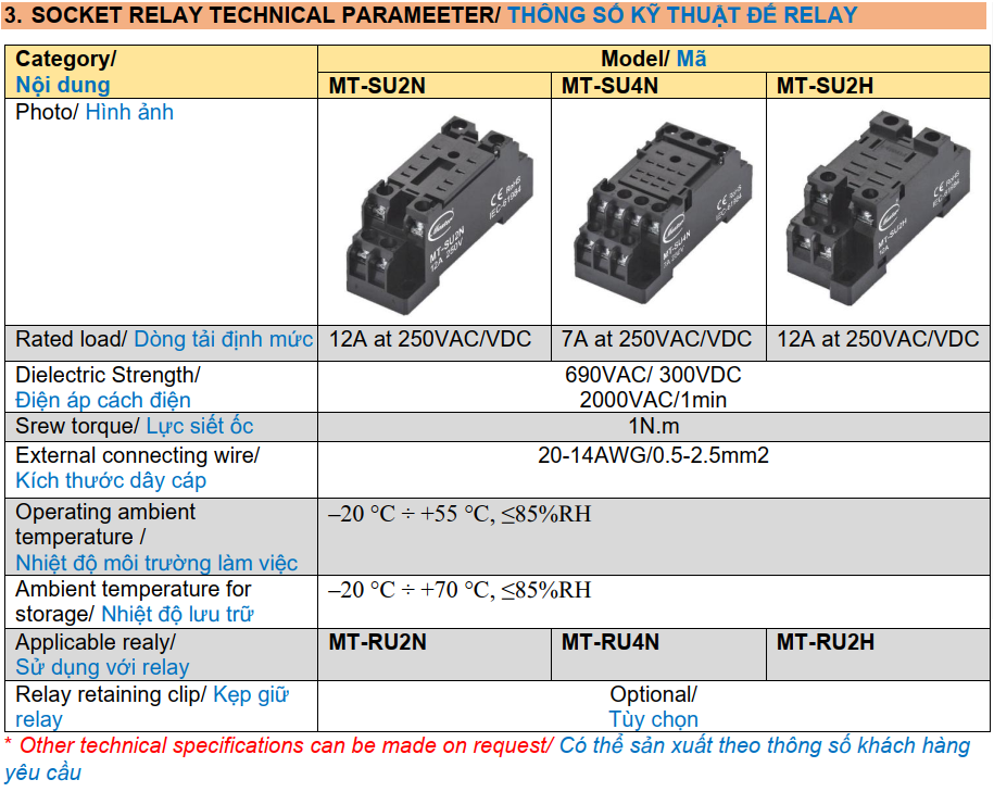 Đế relay trung gian Master MT-SU2N 8 chân 12A