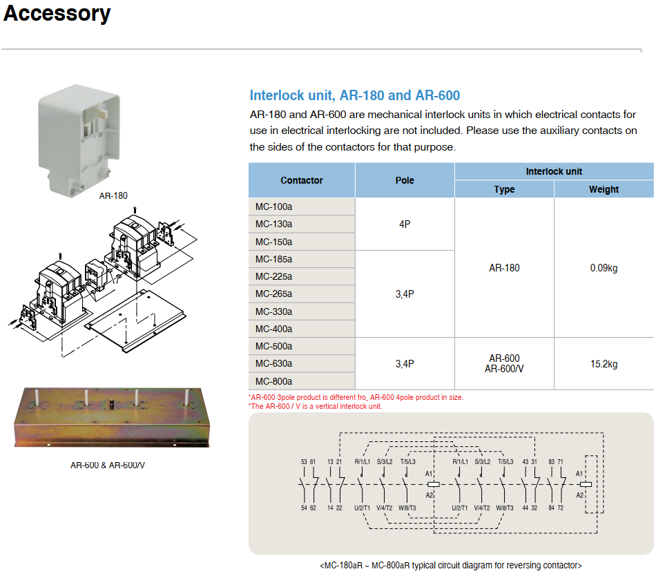 Khóa liên động cho 2 Contactor LS từ MC 500a~800a ( AR-600 )