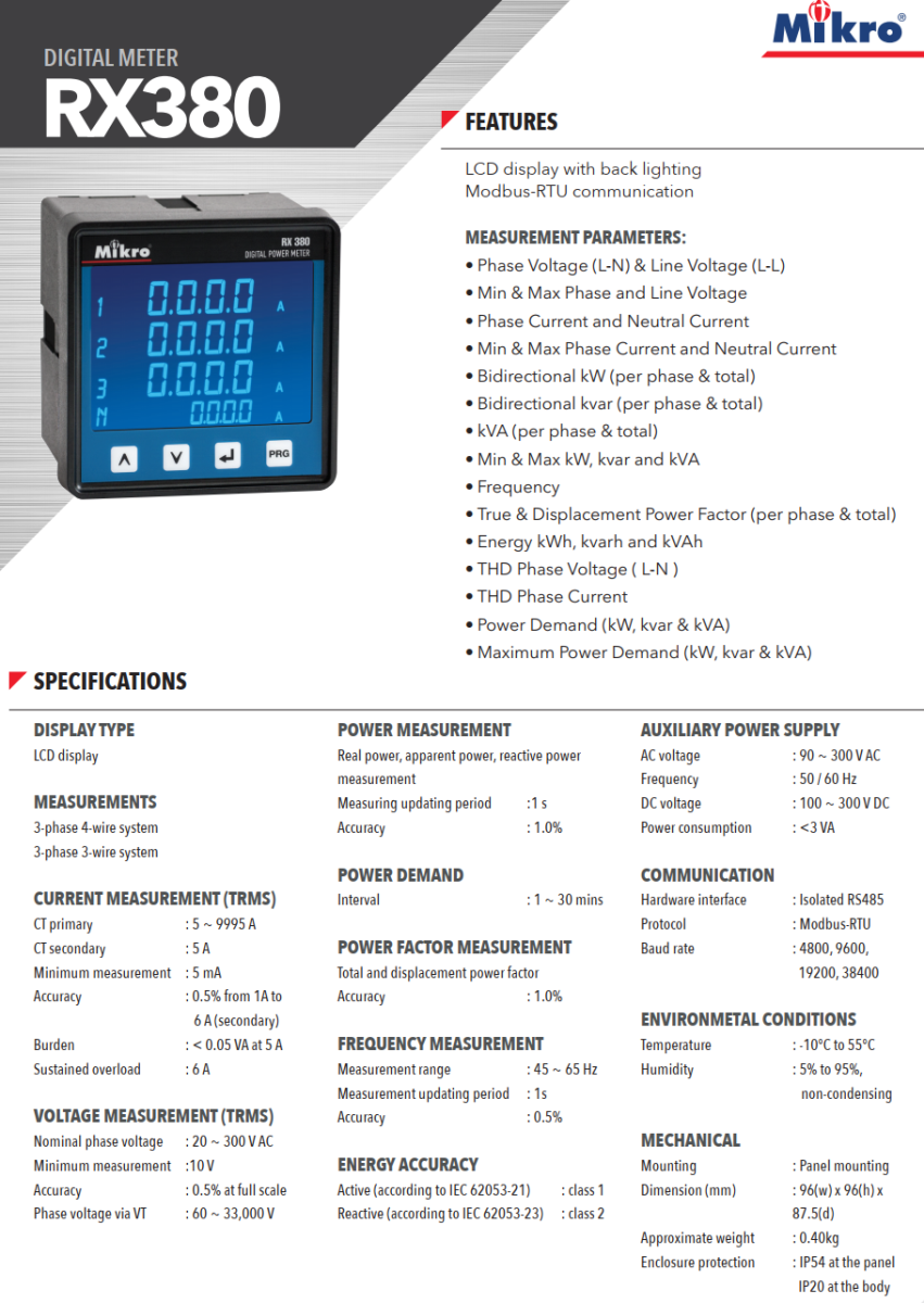 Đồng hồ đo đa năng Mikro RX380-415AD