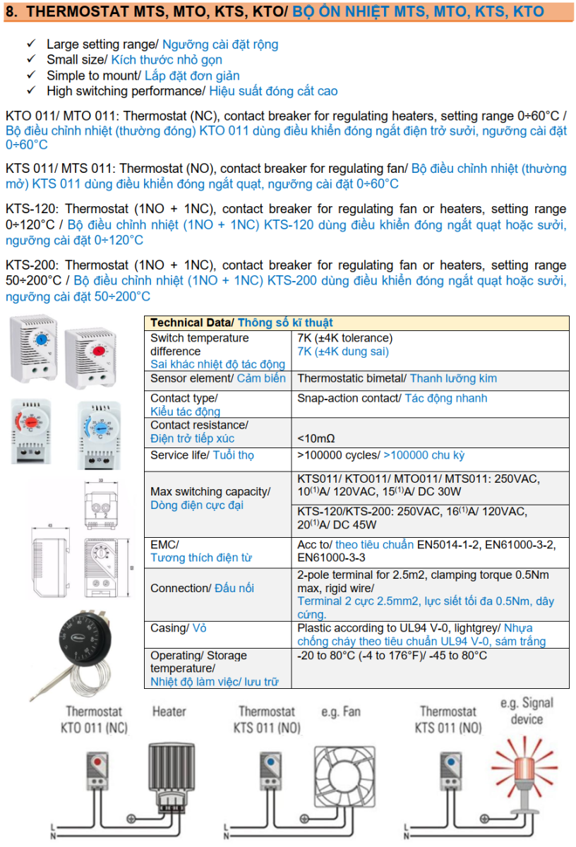 Bộ ổn định nhiệt độ MASTER MTO011 dùng đóng mở điện trở sưởi