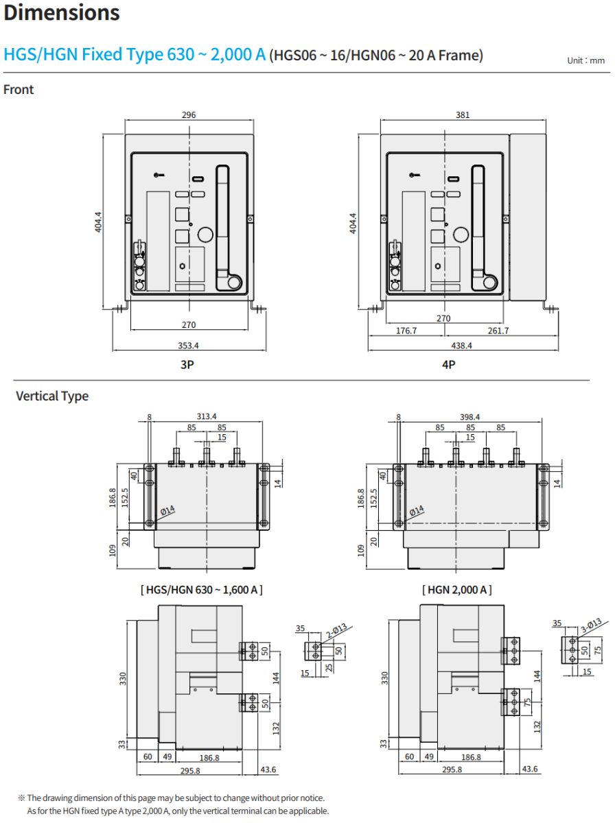 ACB HYUNDAI 3P 2000A 85kA loại cố định ( HGN20A3VM0C0S051M )