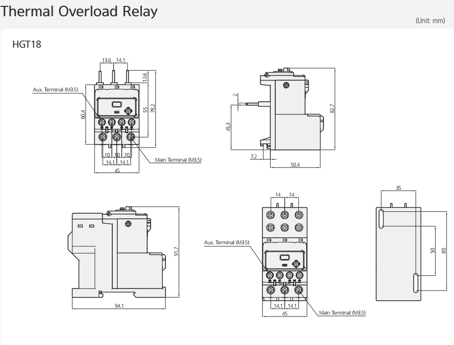 Rơ le nhiệt HYUNDAI 3P 0.12-0.18A ( HGT18K ) 2