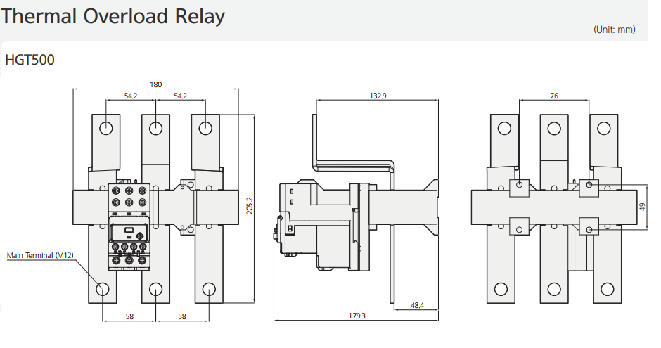 Rơ le nhiệt HYUNDAI 3P 159-265A ( HGT500K )
