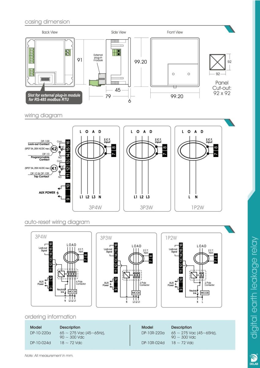 Rơ le bảo vệ dòng rò DELAB DP-10